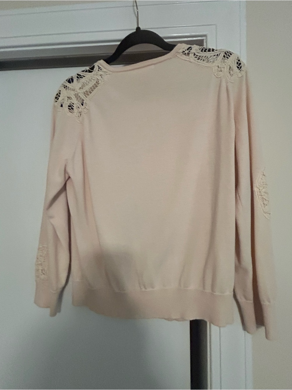 Sundance Cream Crochet Yoke Button-Front Cardigan - Picture 3 of 4